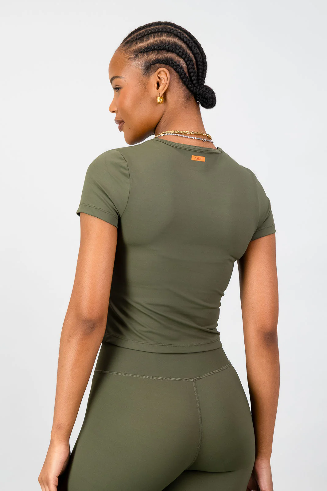 Olivia Fitted Tee - Olive - Image 3