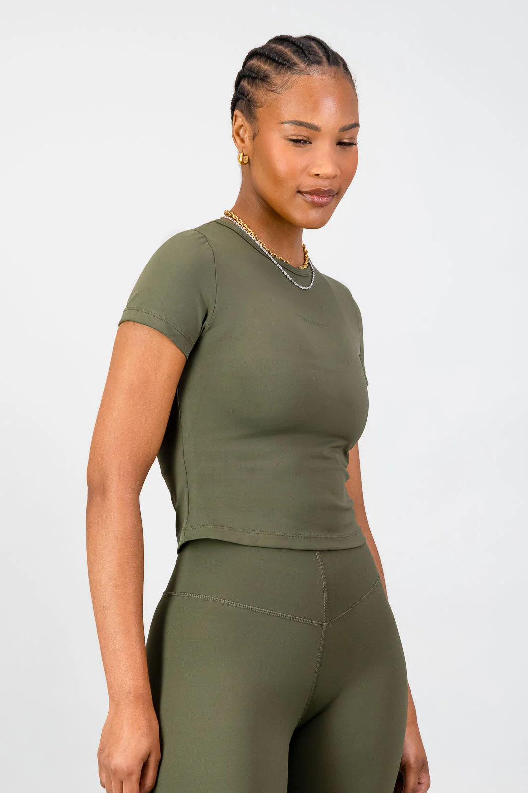 Olivia Fitted Tee - Olive - Image 4