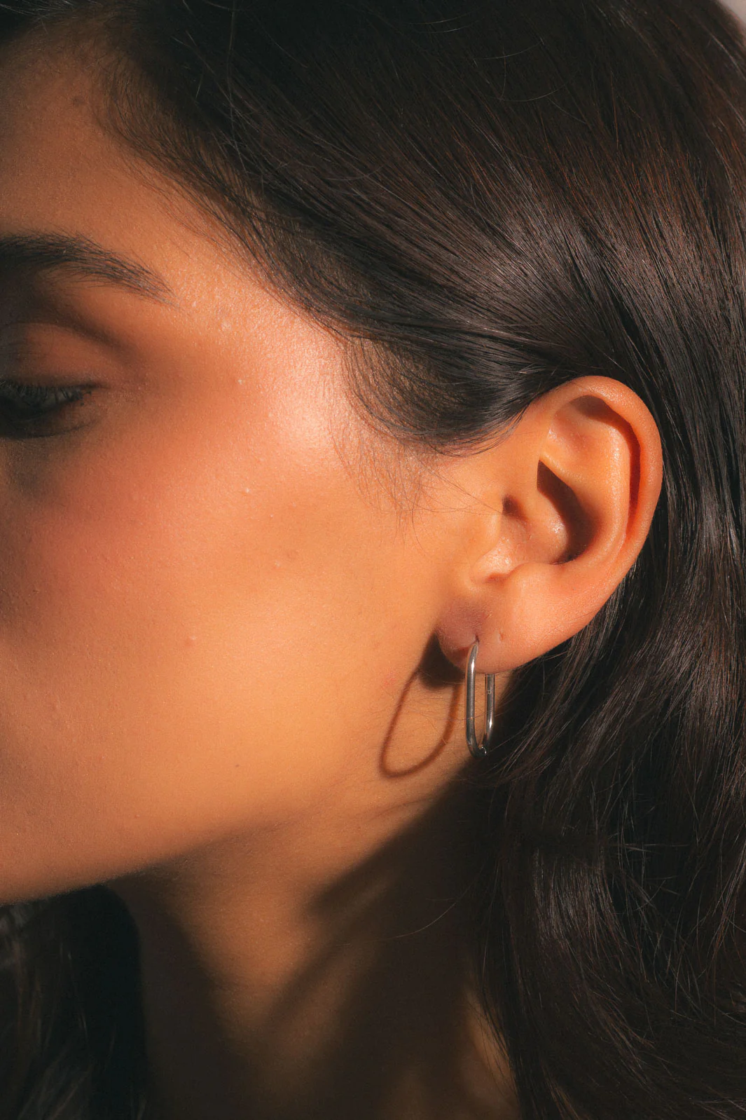 Thin Oval Hoops - Silver - Image 4