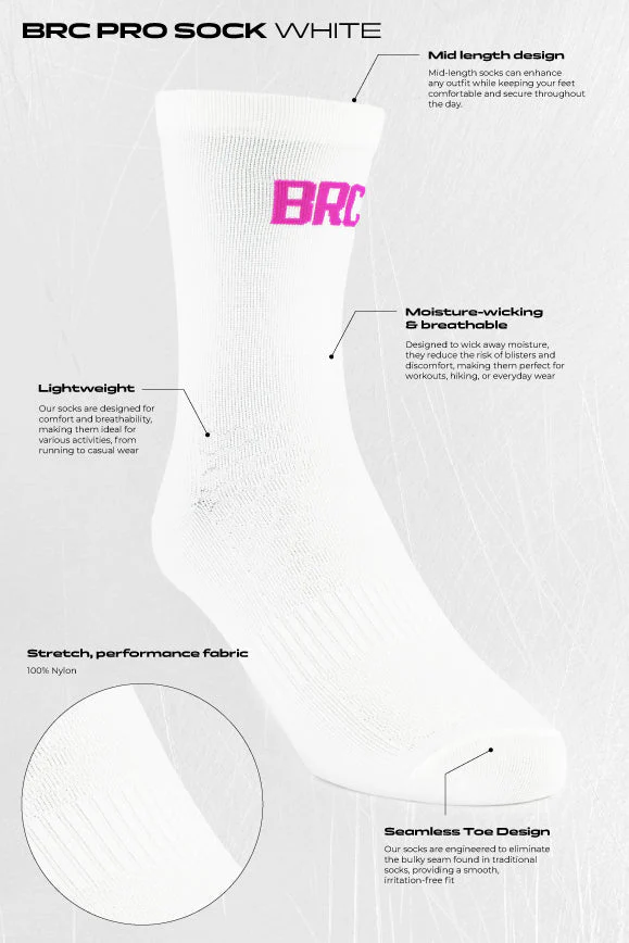 BRC Pro Sock - White & Pink - Image 7